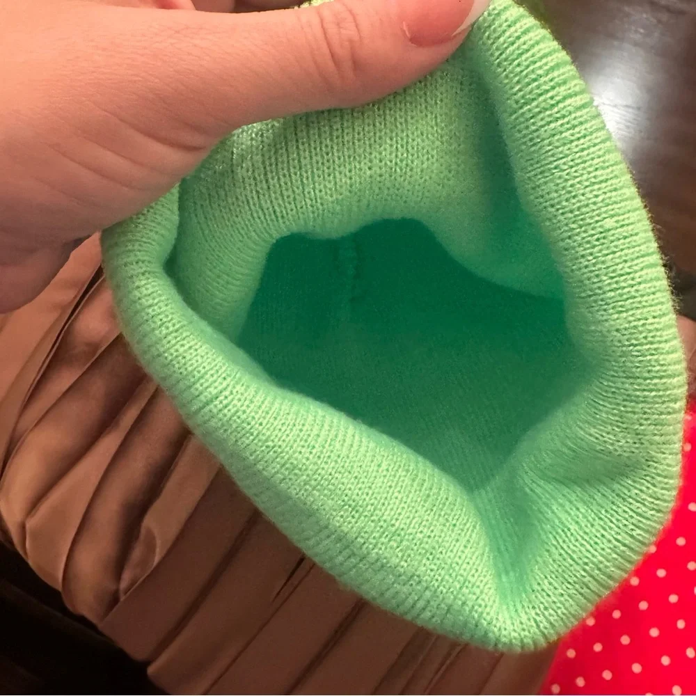 Neon Green Beanie EUC Knit Cap Hat Winter